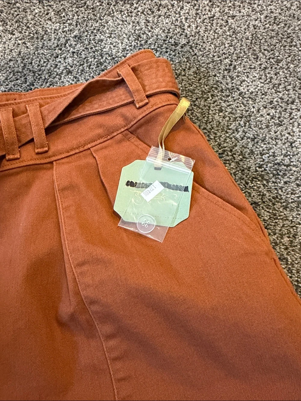 Women’s High-Waist Belted Rust Shorts